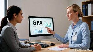 An academic advisor reviewing a Florida college student's transcript to ensure they meet the 2.0 GPA and 24-credit hour renewal requirement for the FSAG.