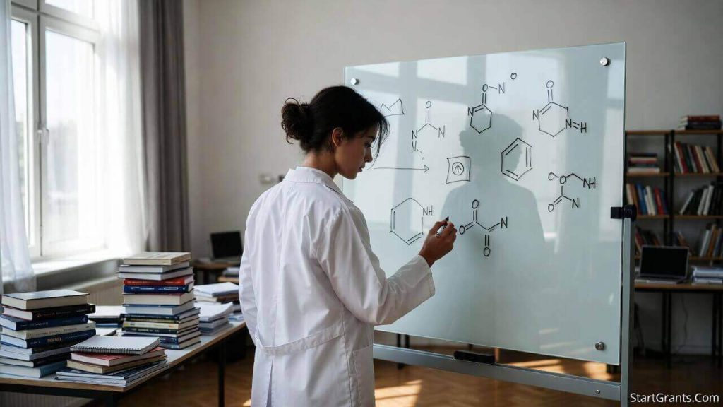 A post-baccalaureate student studying advanced biology prerequisites before applying to medical school.