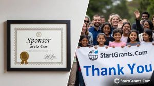 A framed certificate of appreciation given to a corporate sponsor for their charity donation