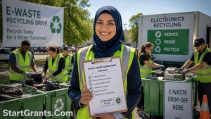 A Muslim environmental engineer managing an e-waste recycling drive funded ethically through Halal grants.