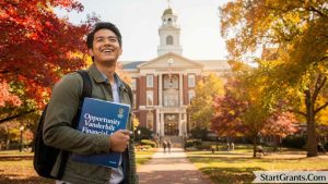 A student displays an Opportunity Vanderbilt award letter, free of student loans.
