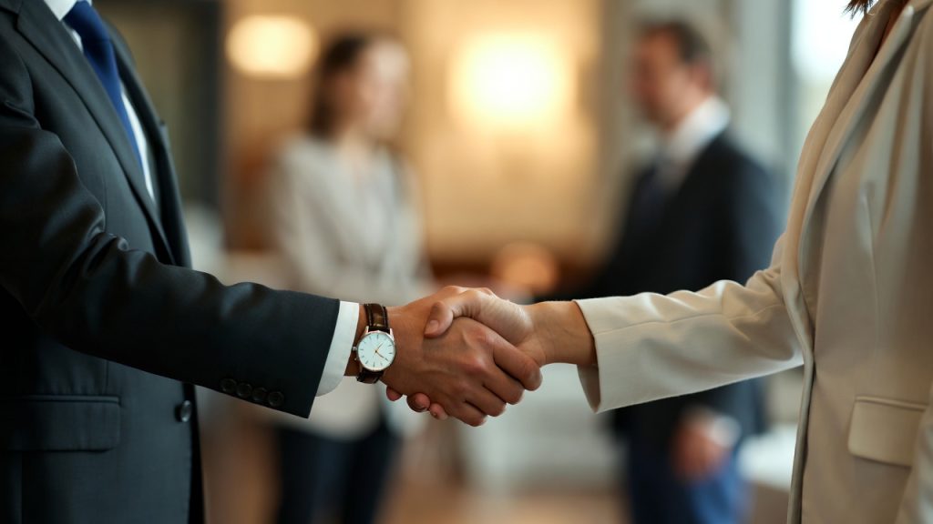 Sharia compliant business financing agreement handshake