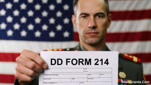 A close-up of a DD Form 214 Certificate of Release or Discharge from Active Duty, which is strictly required to claim military funeral benefits and Red Cross help.