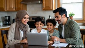 A Muslim family planning to buy a house using halal home financing in New York.