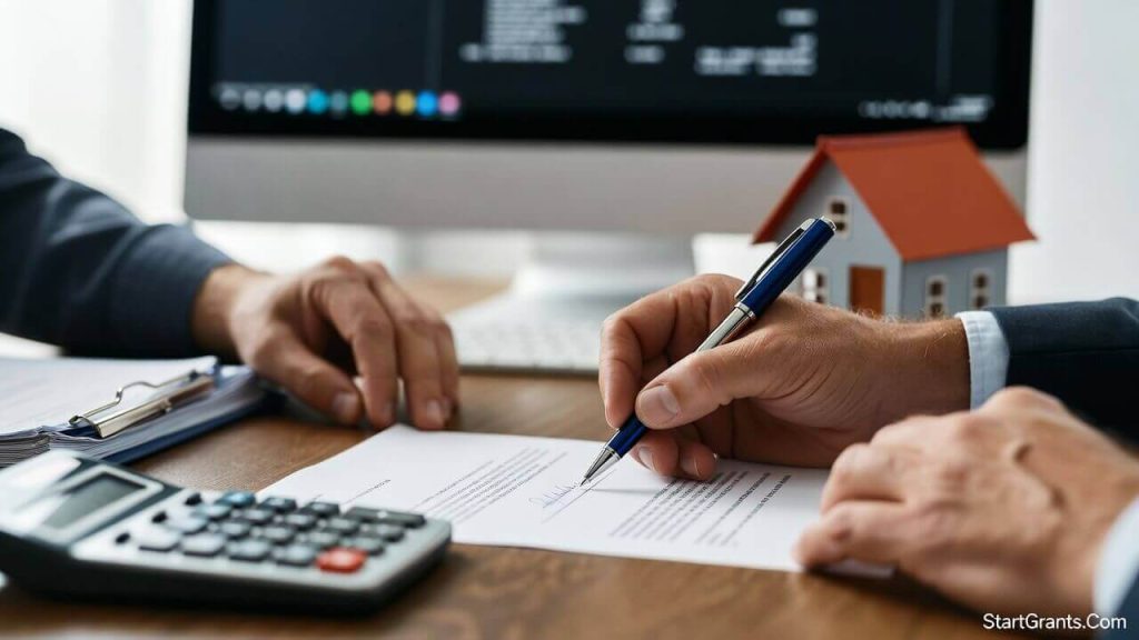 Signing a contract for a SONYMA down payment assistance loan in New York.