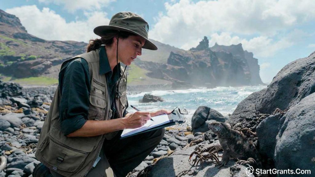 A high school science teacher examining marine life during a grant-funded summer professional development fellowship in the Galapagos Islands.