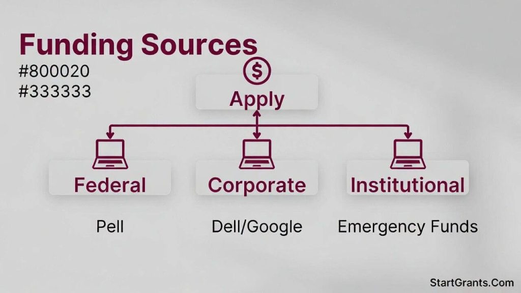 Diagram of technology grant sources for students.