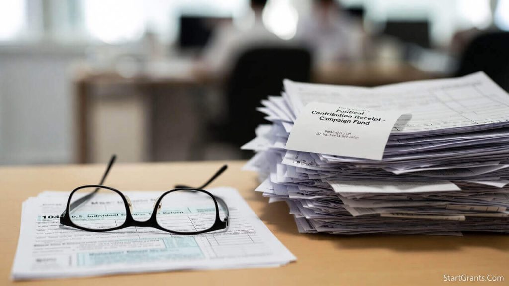 A taxpayer reviewing an IRS Form 1040 and wondering are donations to political campaigns tax deductible before filing their tax return.