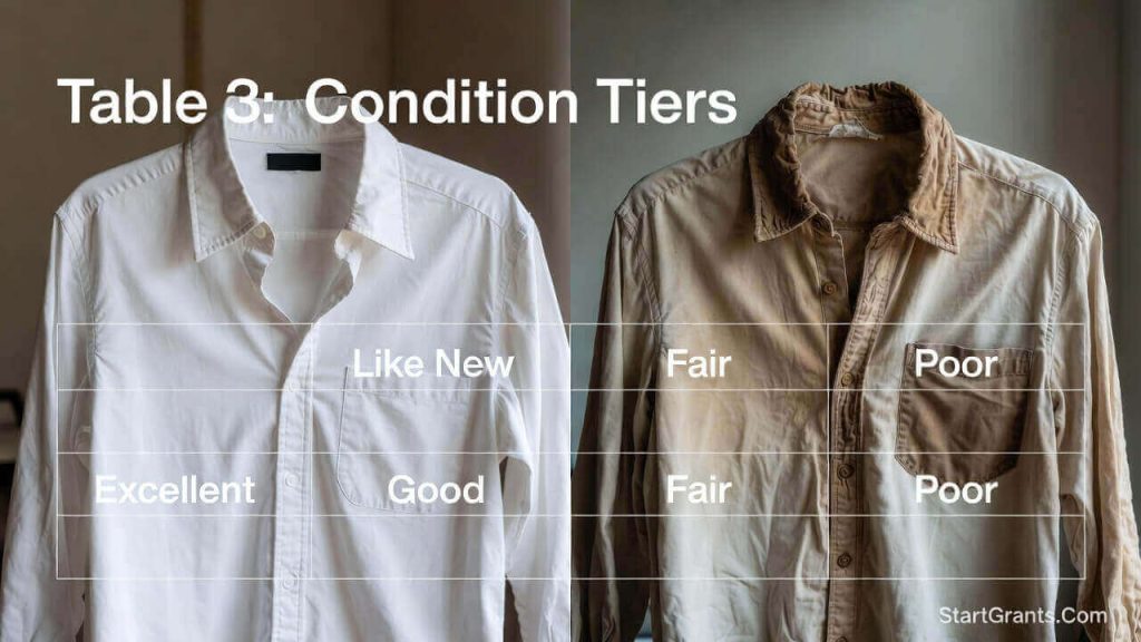 Sorting gently used clothing vs damaged clothing to meet the IRS good condition mandate for tax deductions.