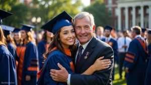 A young student graduating from an Illinois university using the MIA/POW scholarship for dependents.