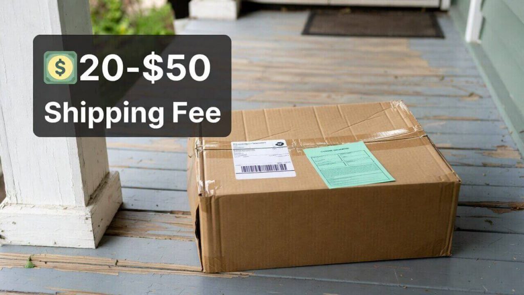 Shipping box containing a donated laptop, illustrating potential shipping costs for applicants.