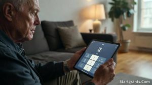 A severely injured veteran using an iPad to control the lighting and doors of a custom smart home.