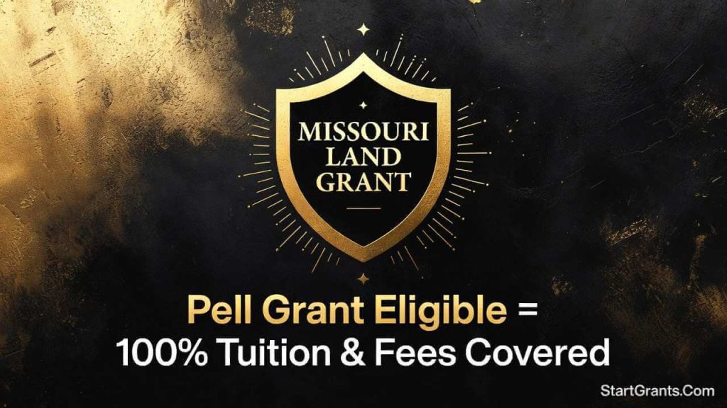 An infographic explaining the Missouri Land Grant program for free tuition at Mizzou.