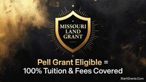 An infographic explaining the Missouri Land Grant program for free tuition at Mizzou.