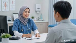 A Muslim medical professional discussing blood donation guidelines.