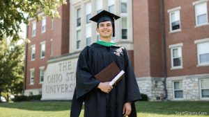 A student graduating debt-free thanks to the Ohio War Orphans Scholarship.