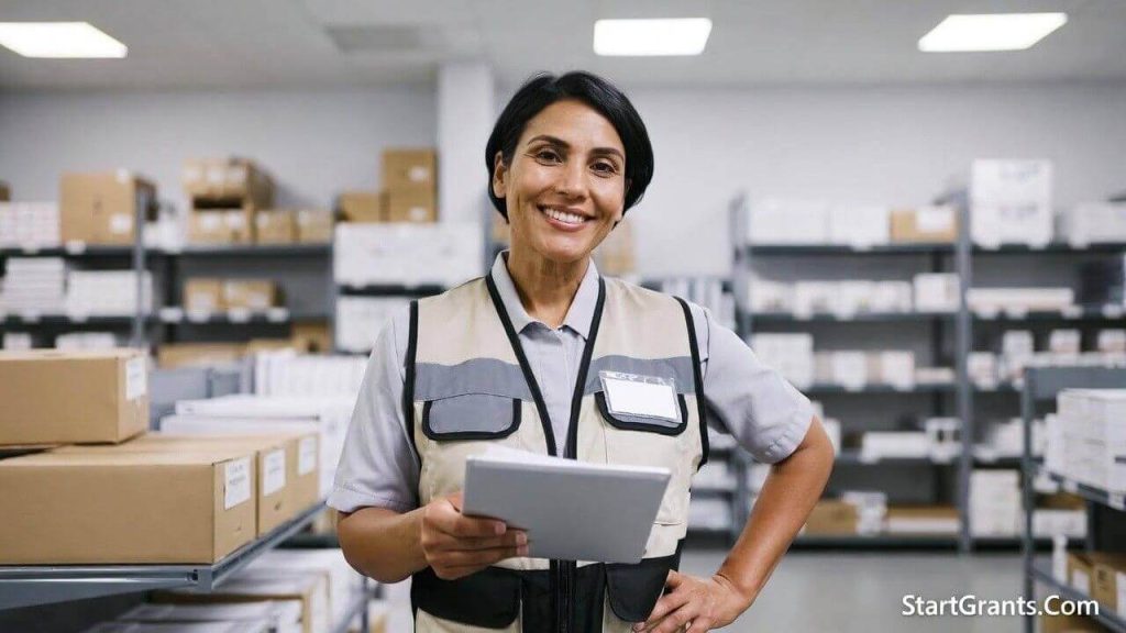 An adult worker wearing a corporate retail uniform holding a college acceptance letter, representing companies that pay 100% of employee tuition.
