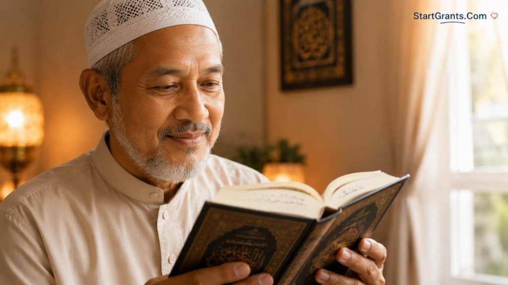 A patient reading a book clearly after vision restoration surgery.