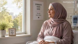 A Muslim woman finding strength and faith during her breast cancer journey.