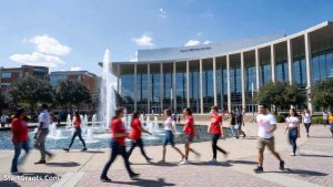 A view of the modern University of Houston campus, home to the Cougar Promise scholarship program.