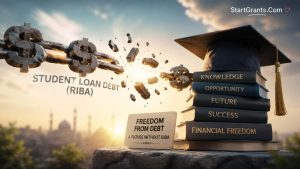 A graphic symbolizing the breaking of high-interest student loan debt.