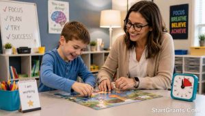 A child with ADHD succeeding in school with the help of government-funded accommodations.