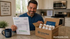 A patient receiving free prescription drugs through a manufacturer financial assistance program.