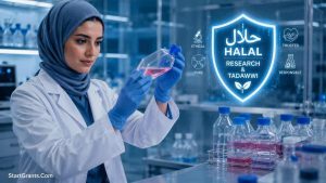 A Muslim researcher fulfilling the Islamic duty of Tadawwi through ethical stem cell research funded by Halal Hibah grants.