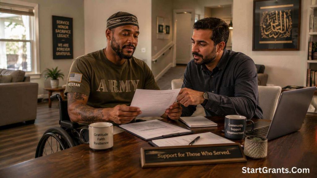 A Muslim veteran reviewing Halal home modification grants.
