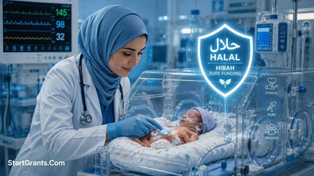 A Muslim neonatologist fulfilling Hifz al-Nafs by conducting maternal research funded by Halal Hibah grants.