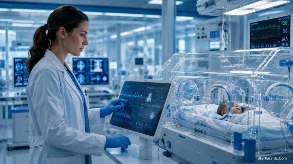 Medical researchers in a neonatal laboratory funded by March of Dimes research grants to prevent premature births.