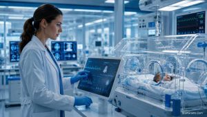 Medical researchers in a neonatal laboratory funded by March of Dimes research grants to prevent premature births.