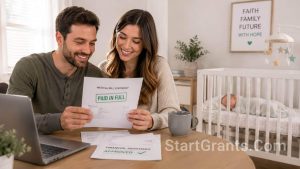 A family finding maternity and pediatric financial help to cover healthcare costs.