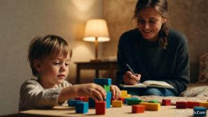 A child engaging in play therapy funded by mental health grants.