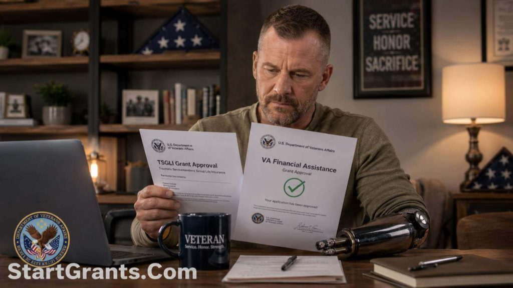 Service-disabled veteran reviewing VA benefits and financial assistance options