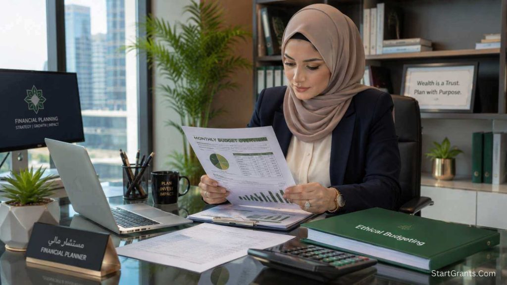 A Muslim financial planner structuring a Halal budget for a grant proposal without Riba.