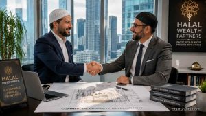 A Muslim real estate investor securing Halal commercial property financing and avoiding Riba.