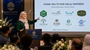 A Muslim non-profit leader hosting a charity event funded entirely by Halal corporate sponsorships.