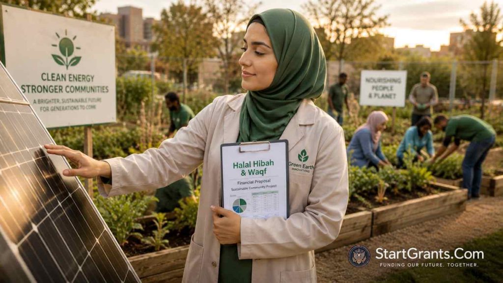 A Muslim environmentalist reviewing Halal grant funding for a community solar project.