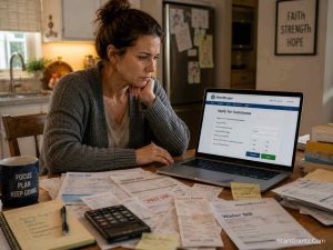 An individual applying for government grants for personal use and financial hardship assistance online.