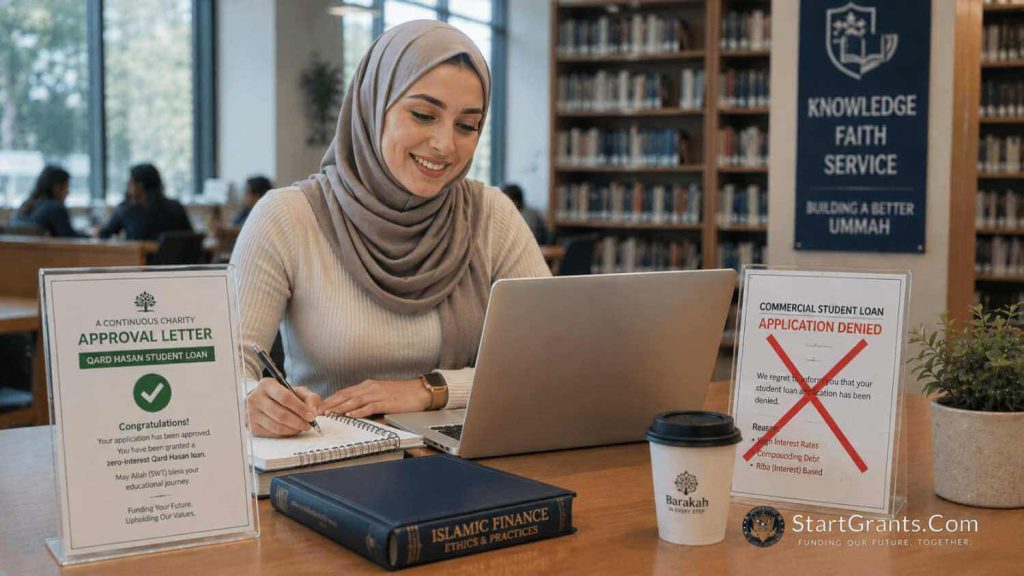 A Muslim college student utilizing Halal FSEOG grants and interest-free Qard Hasan loans for education.
