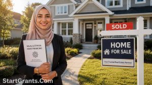 A Muslim real estate agent finalizing a Halal, Riba-free home sale for a client.