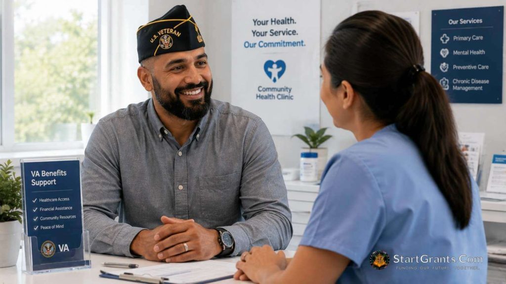 A Muslim veteran consulting a healthcare advisor about debt-free dental care.